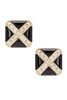 Saint Laurent Black Crossed Crystal Rhinestones XL Stud Earrings