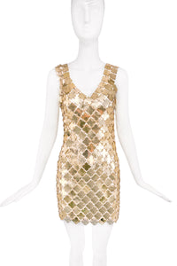 Paco Rabanne Gold Vintage Square Mini Dress