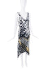 Paco Raban Silver and Gold Sequin Chainmail Bias Cut Skirt