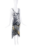 Paco Raban Silver and Gold Sequin Chainmail Bias Cut Skirt