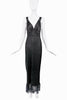 Paco Rabanne Black Silk Pleated Lace Slip Dress Gown