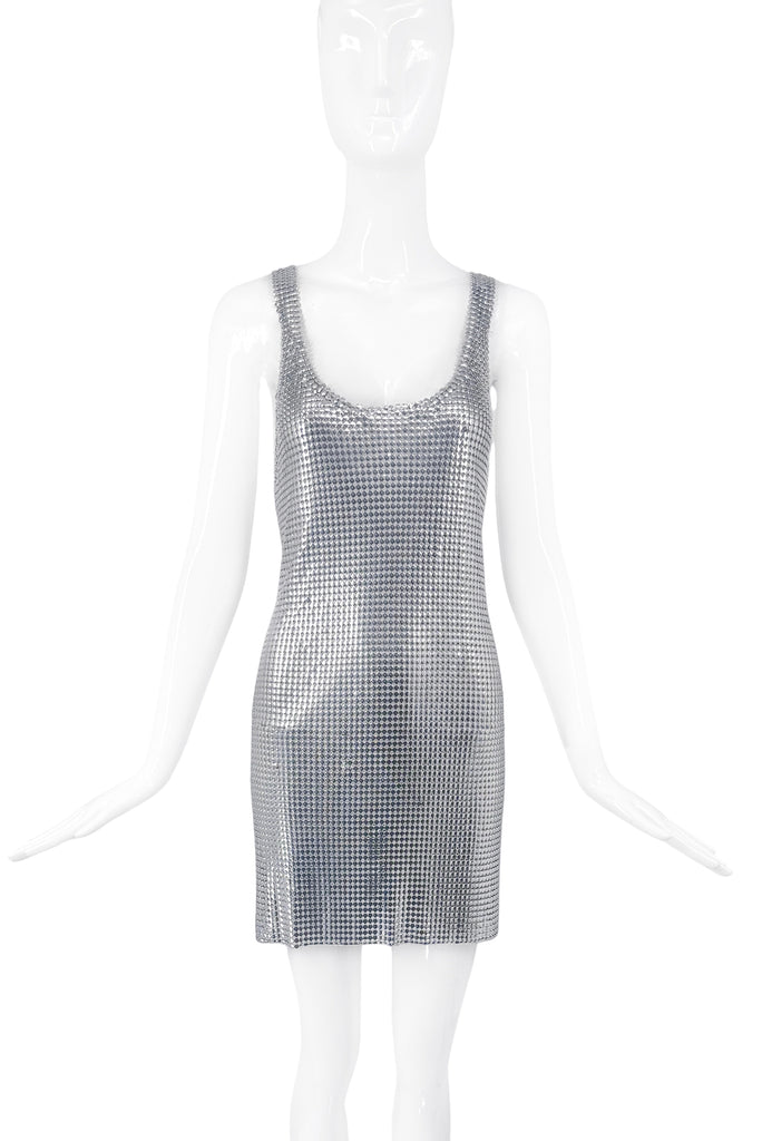 Paco Rabanne Silver Metal Mesh Chain Mail Tank Top Mini Dress Runway Summer 2014