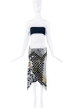Paco Raban Silver and Gold Sequin Chainmail Bias Cut Skirt