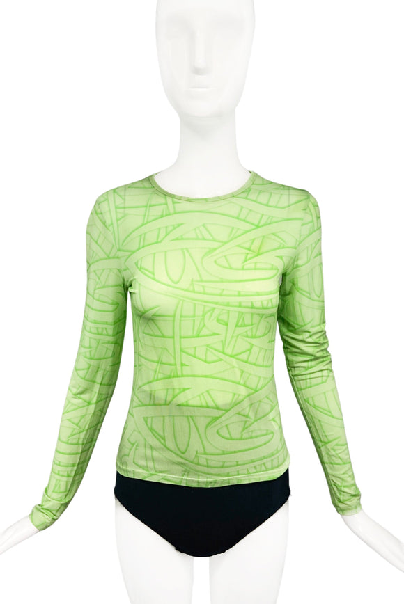 Paloma Wool Barcelona Green Swirl Print Long Sleeve Top