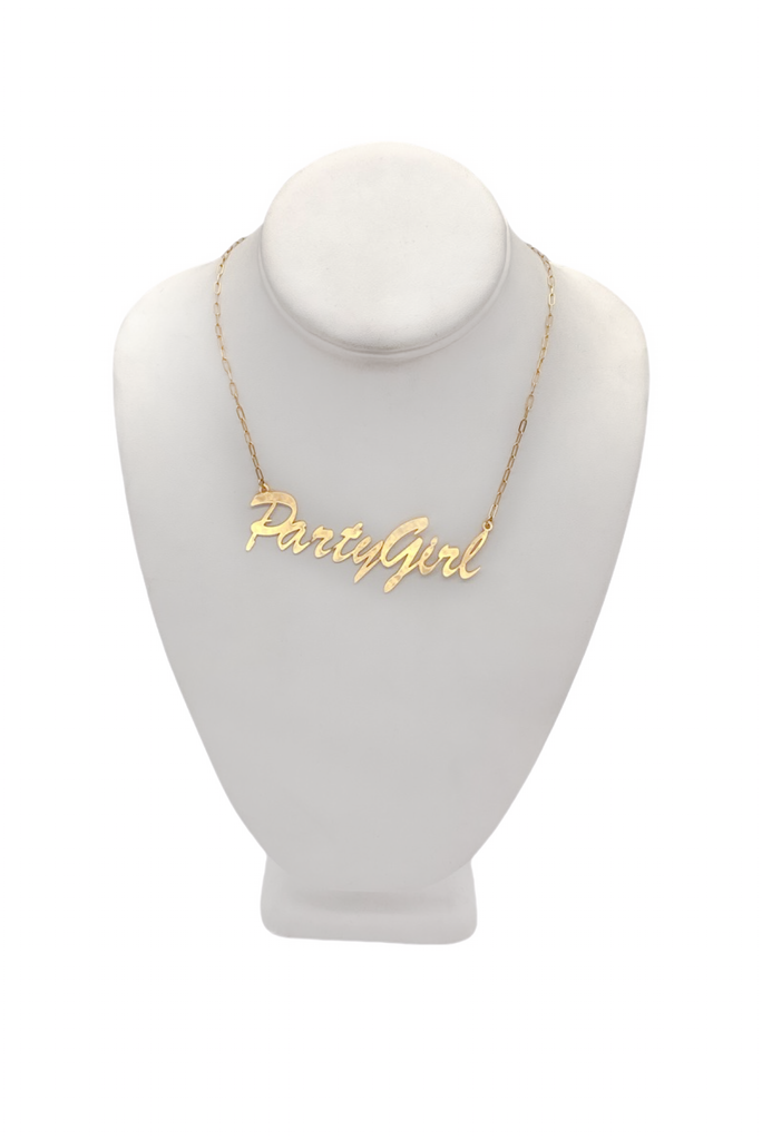 Vintage Gold "Party Girl" Logo Sex & the City Style Necklace Y2K