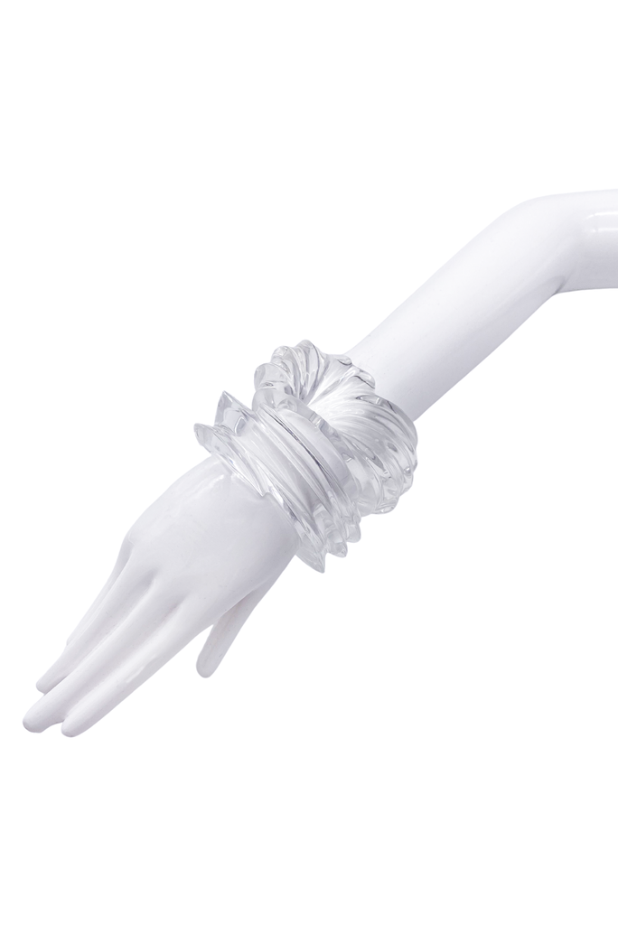 Patricia Von Musulin Carved Lucite Cuff Bracelet Collection of Three