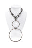 Cruize "Thibault" Silver Chain Necklace with Double Ring Pendant