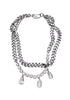 Cruize "Louis" Silver Double Chain with Vintage Crystal Details