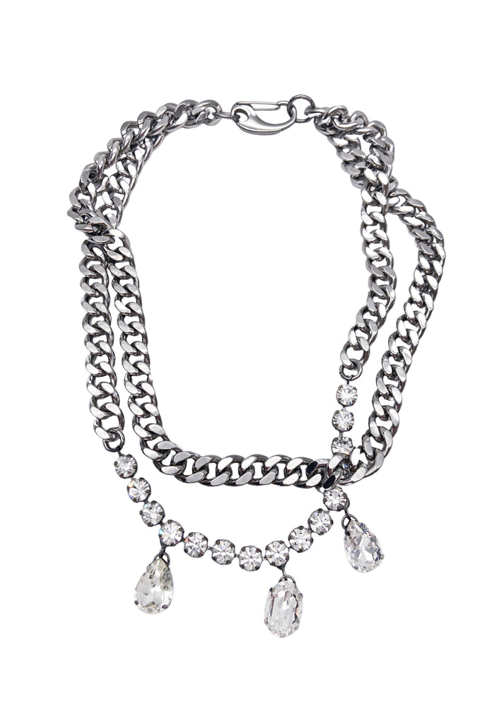 Cruize "Louis" Silver Double Chain with Vintage Crystal Details