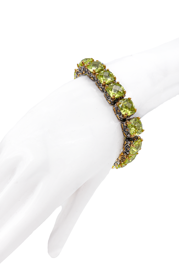 Vintage Peridot Silver Cased Bracelet Chrome Hearts / David Yurman Style