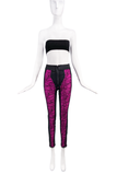 Phi Fuchsia Pink Leggings with Black Lace and Sheer Inserts
