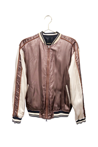 3.1 Philip Lim Brown and White Reversible Satin Bomber Jacket