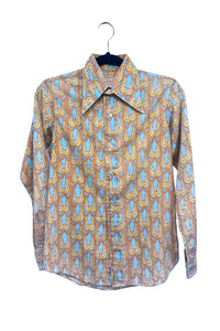 Phillipe Venet Multicolor Psychedelic Print Button-Up Shirt Circa 1970's