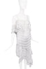 Philosophy di Lorenzo Serafini White Satin and Lace Drop Waist Slip Dress with Off-Shoulder Sleeves
