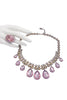 Vintage Place Vendome Paris Pink Topaz Crystal Brass Teardrop Necklace
