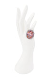 Vintage Pink Stone Set Diamond Silver Cocktail Ring