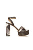 Salvatore Ferragamo "Lady Gaga" Black White Gray Patchwork Snake Gold Disco Platforms Size 11