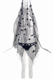 Vintage Black Sheer Oversized 3D Polka Dot Veil
