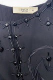 Prada Black Chiffon Tank Top with Beads and Feathers - BOUTIQUE PURCHASE PRICE