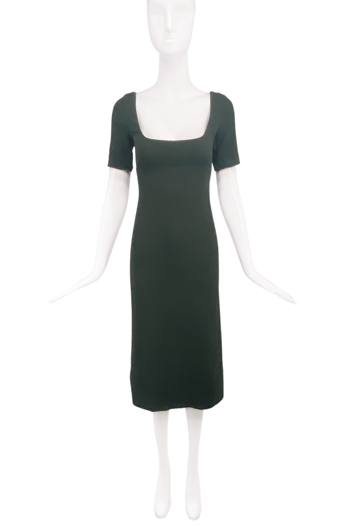 Prada Military Hunter Green Empire Waist Dress Fall 1996