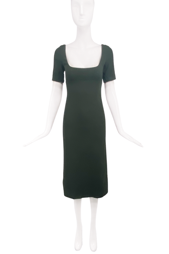 Prada Military Hunter Green Empire Waist Dress Fall 1996