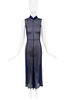 Prada Navy Blue Chiffon Mandarin Collar Sheer Dress 90's