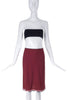 Prada Burgundy Skirt with Silver Mirror Paillette Hem Detail
