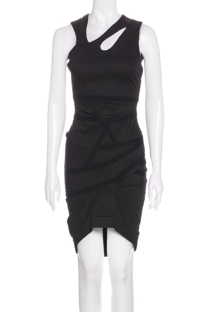 Preen Black Cut Out Patchwork Body Con Dress