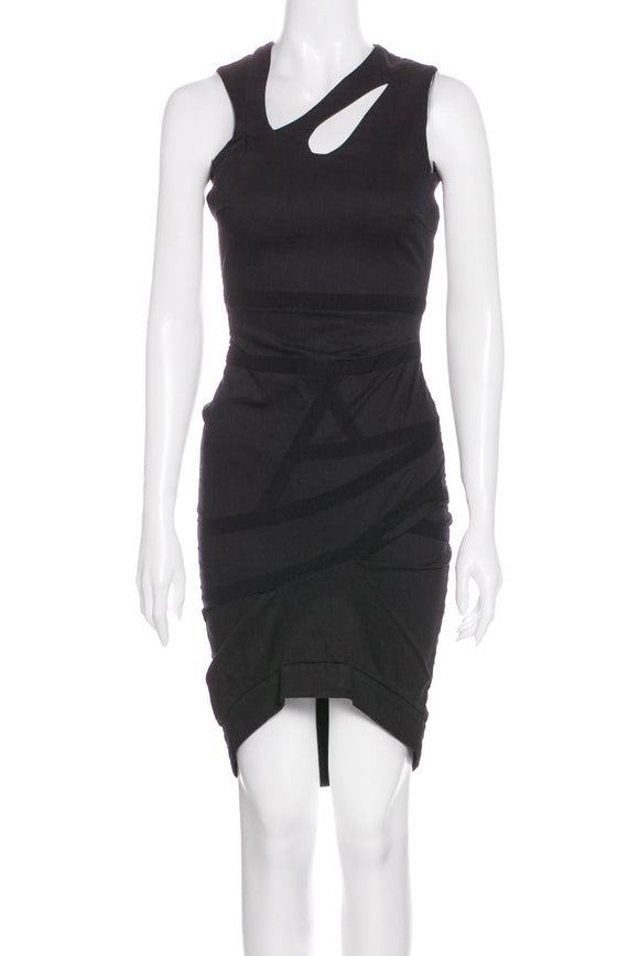 Preen Black Cut Out Patchwork Body Con Dress