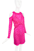Preen by Thornton Bregazzi Hot Pink Lace Cut-Out Mini Dress with Knot Detail