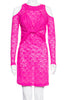 Preen by Thornton Bregazzi Hot Pink Lace Cut-Out Mini Dress with Knot Detail