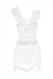 Preen White Cream Stretch Satin Body Con Dress