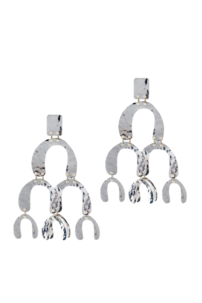 Proenza Schouler Silver Metallic Huge Triangle Mobile Abstract Earrings Spring 2017 Runway