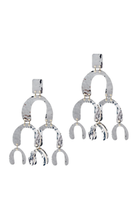 Proenza Schouler Silver Metallic Huge Triangle Mobile Abstract Earrings Spring 2017 Runway