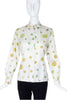 Emilio Pucci 1970's Vintage White Cotton Button Up Blouse with Logo Print