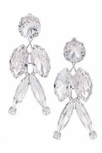 Emilio Pucci Crystal Leaf Earrings with Fish Etching