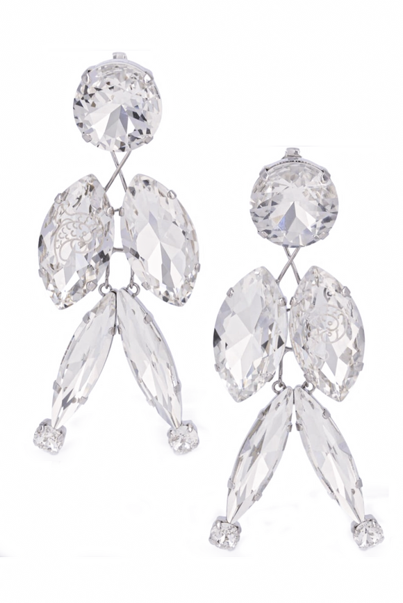 Emilio Pucci Crystal Leaf Earrings with Fish Etching