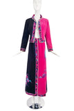 Emilio Pucci Vintage Velvet Black & Pink Maxi Skirt with Matching Jacket