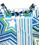 Emilio Pucci Green and Blue Classic Print Midi Shift Dress with Star SS2008 - BOUTIQUE PURCHASE PRICE