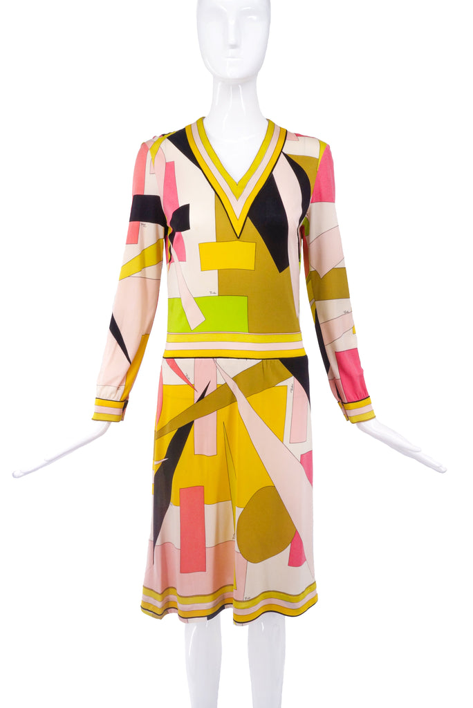 Emilio Pucci Geometric Print Silk Jersey Vintage 1960's Dress