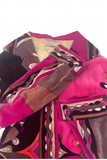 Emilio Pucci Pink Brown Moon Print Velvet Mini Shirt Dress