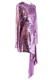 16 Arlington Purple Lavender Asymmetric Sequin Dress