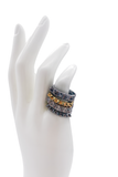 Noir Gold Silver Gunmetal Spike Rings Diamond Pavé