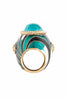 Roberto Cavalli Gold Black Blue Enamel Stone Embellished Statement Ring