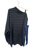 Raf Simons Grey and Green with Silver Lurex Knit One Shoulder Sweater with Blue Knit Detached Arm Sleeve SS2019