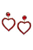 Vintage Red Heart Crystal Drop Earrings