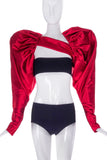 Vintage Oversized Detached Red Satin Gigot Sleeves also Green Version available