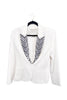 Redemption Paris White Ivory Crystal Embellished Lapel Blazer Jacket