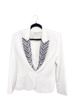 Redemption Paris White Ivory Crystal Embellished Lapel David Bowie Blazer Jacket