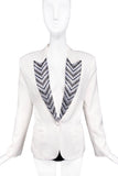 Redemption Paris White Ivory Crystal Embellished Lapel Blazer Jacket